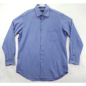 Hugo Boss Dress Shirt Mens 15.5 Blue 100% Cotton Formal Classic Business